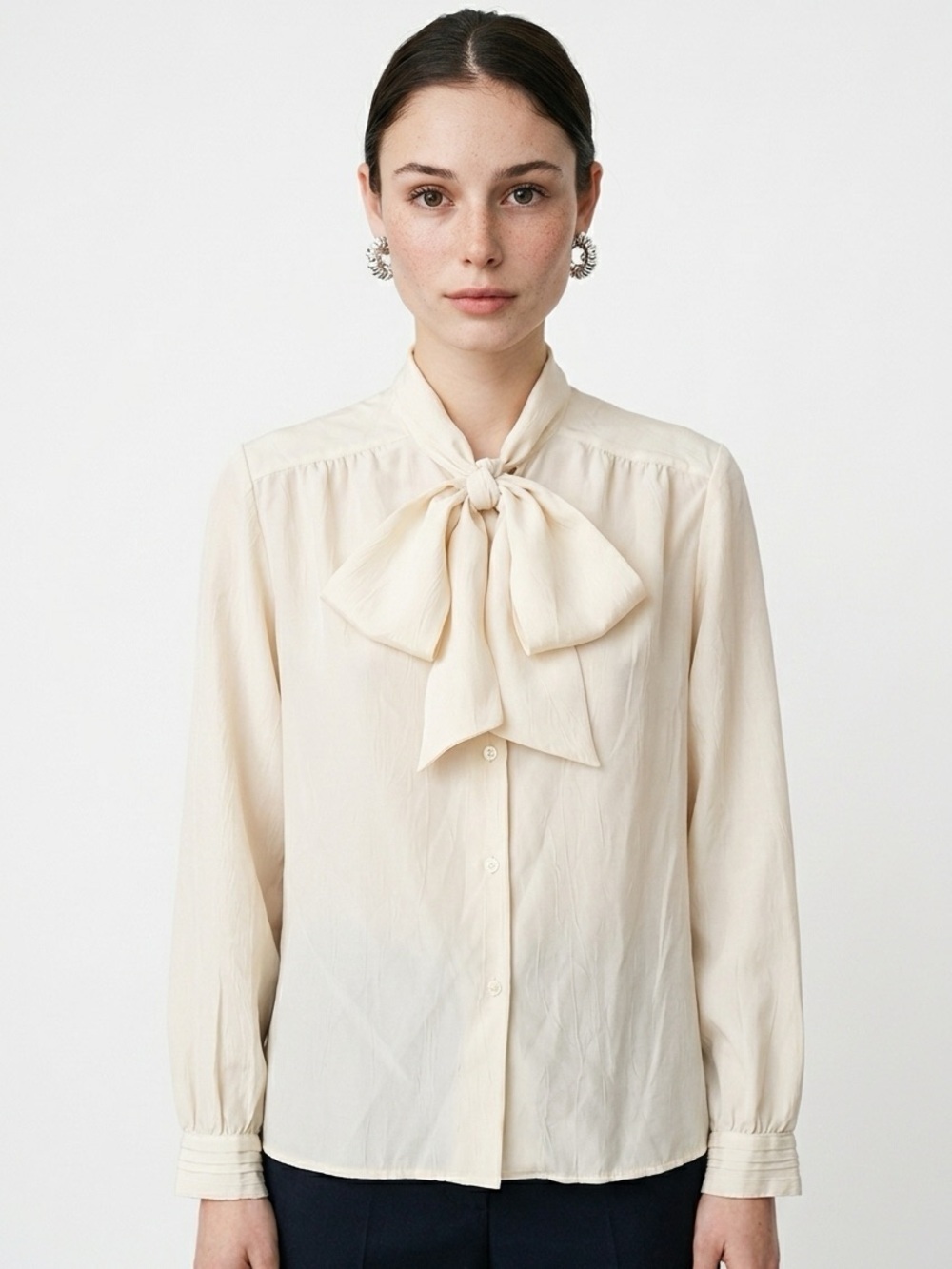 Vintage 80s bow tie blouse